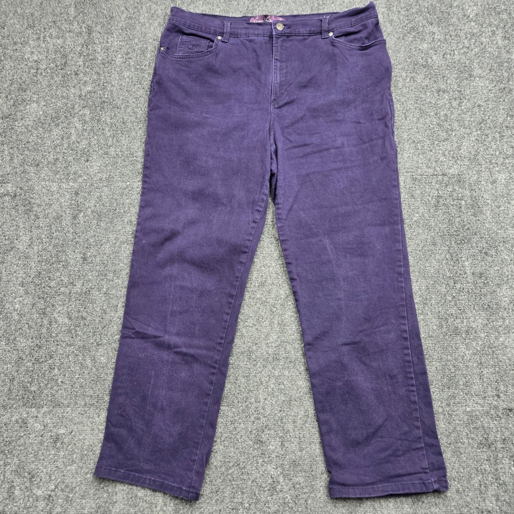 Gloria Vanderbilt Amanda High Rise Tapered Jeans Purple Womens Size 16 Short W35